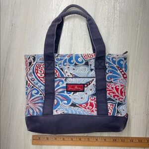 Vera Bradley Seaside Collection Skipper Tote Purse Red White Blue Strap Canvas